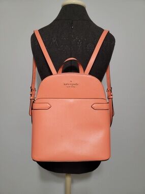 Kate Spade New York Staci Dome Leather Backpack Purse Coral